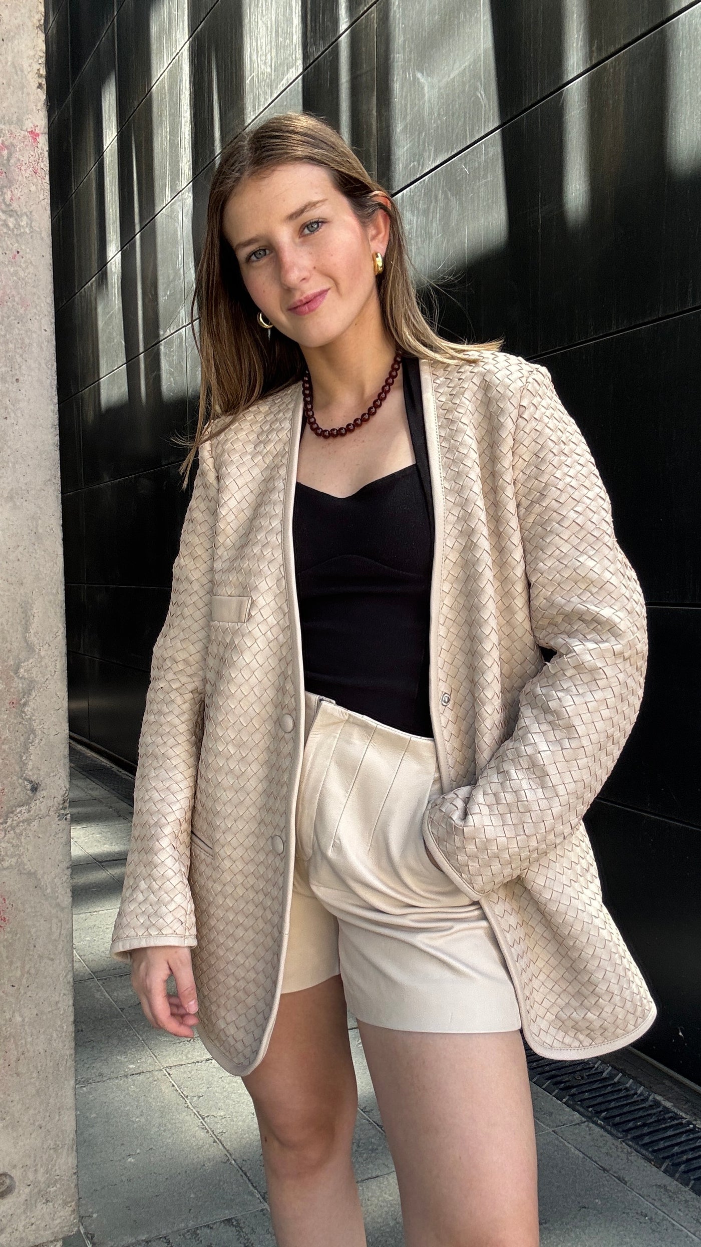 Blazer Cuero Catalina Hueso