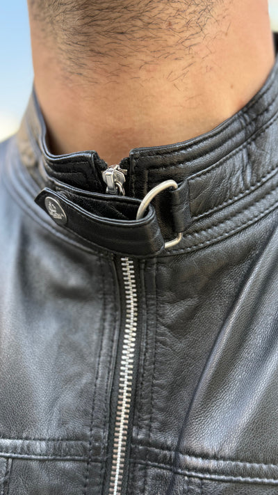 Chaqueta Cuero Hombre Badar Negro