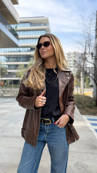 Chaqueta Cuero Biarritz Tabaco