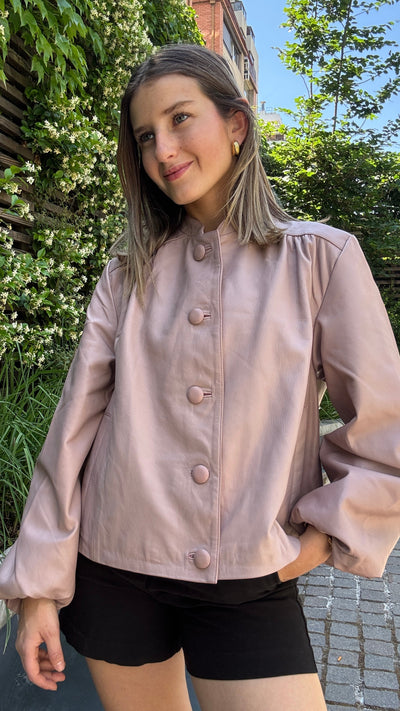 Chaqueta Cuero Kara Palo Rosa