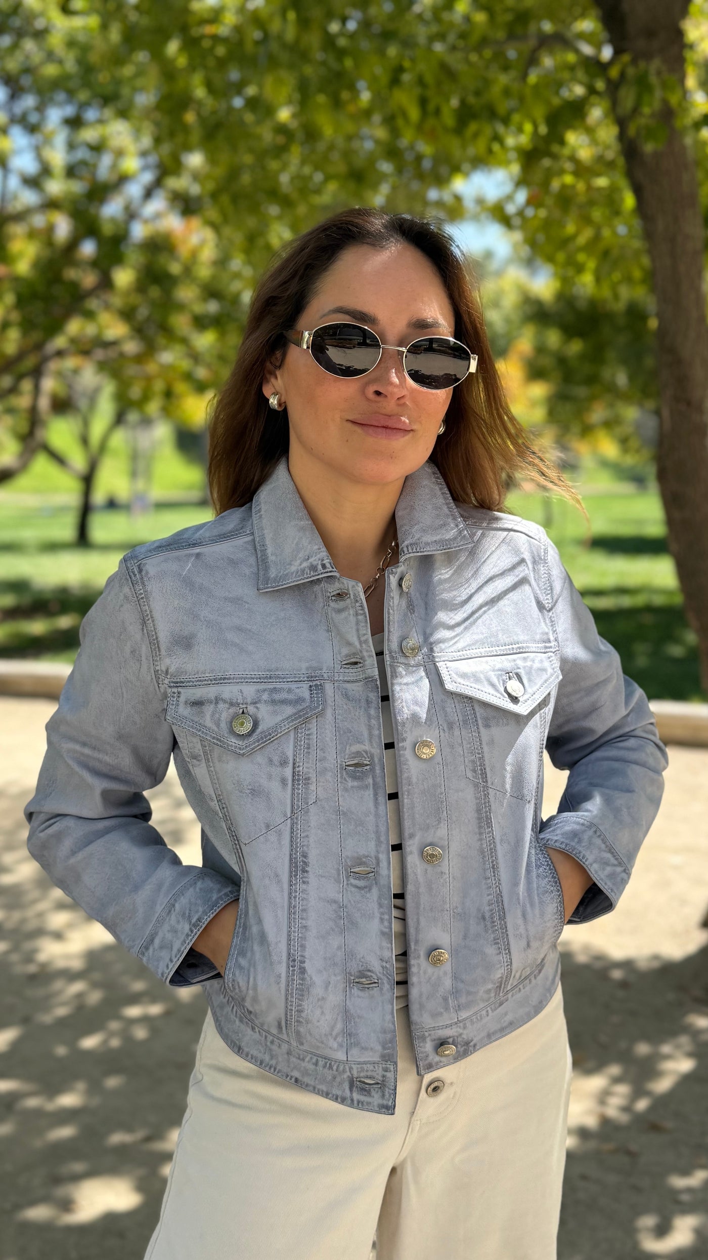 Pre-compra Chaqueta Cuero Ebro Light Blue