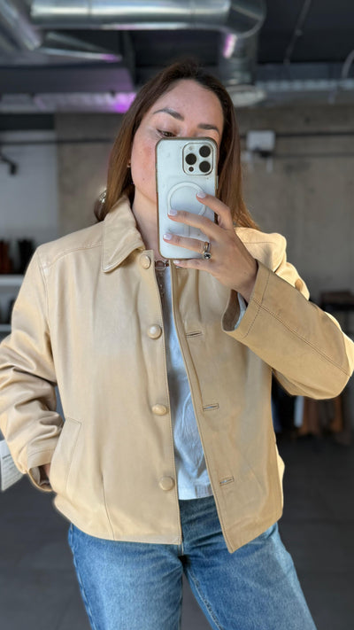 Chaqueta Cuero Constanza Beige