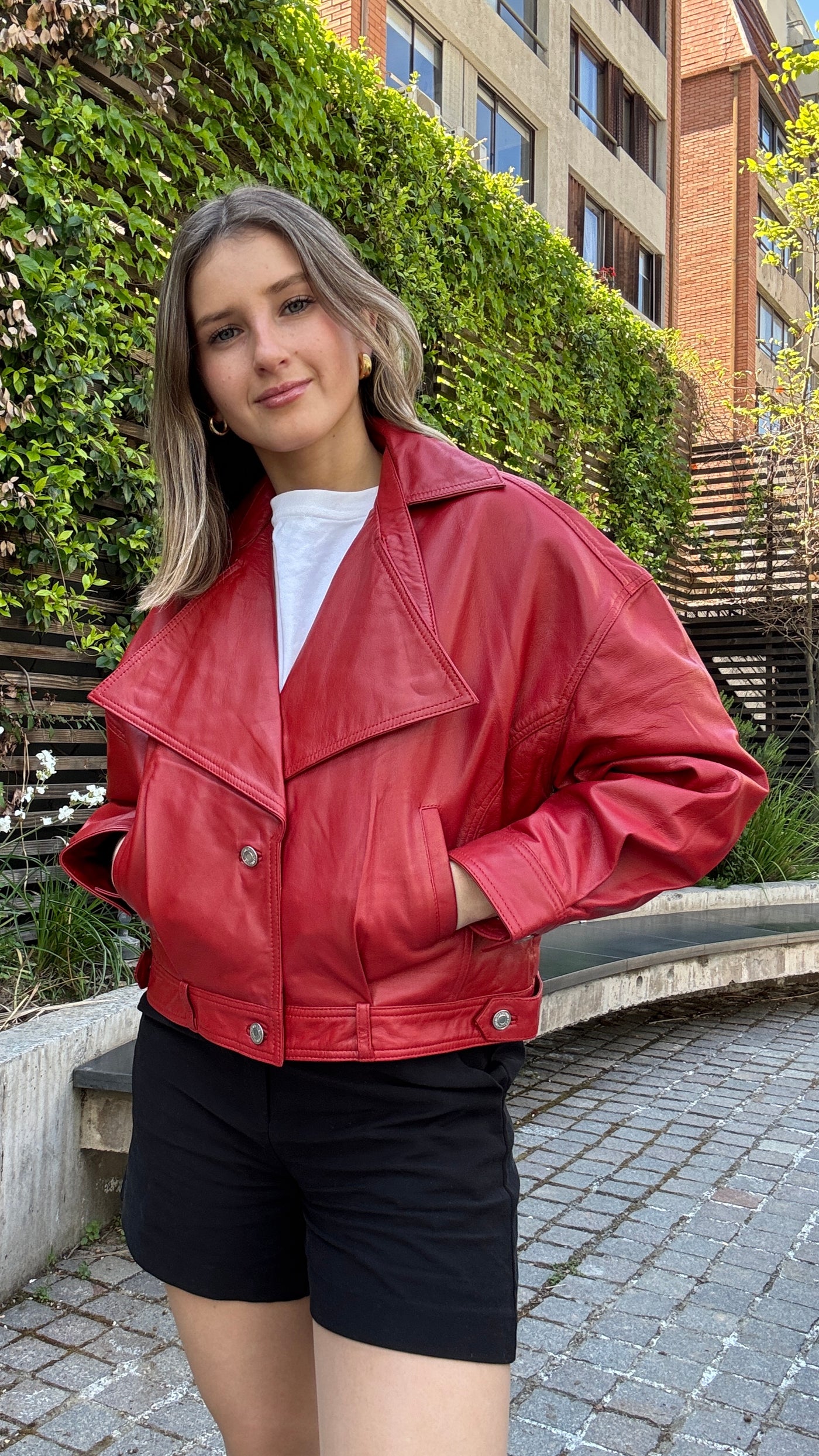 Chaqueta Cuero Verona Rojo