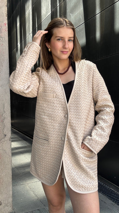 Blazer Cuero Catalina Hueso