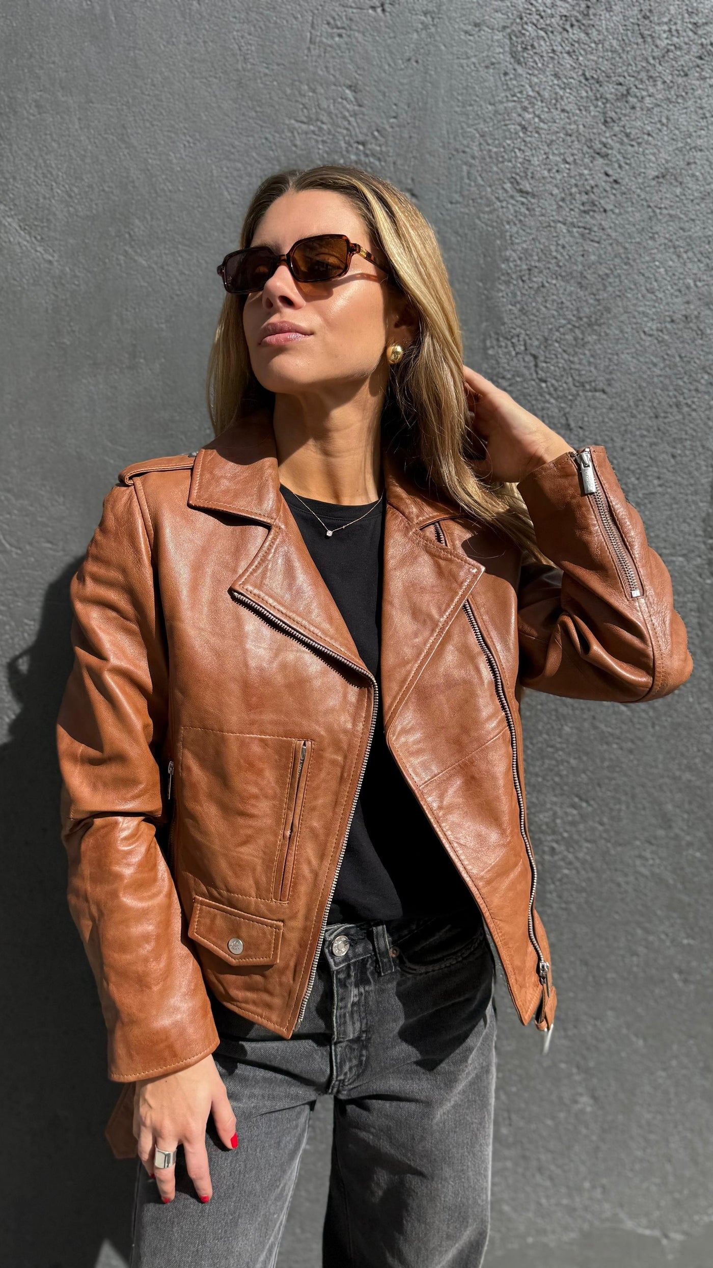 Chaqueta Cuero Oporto Camel