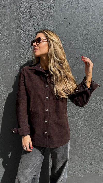 Camisa Gamuza New Mallorca Chocolate