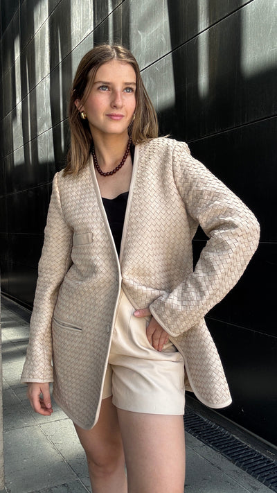 Blazer Cuero Catalina Hueso