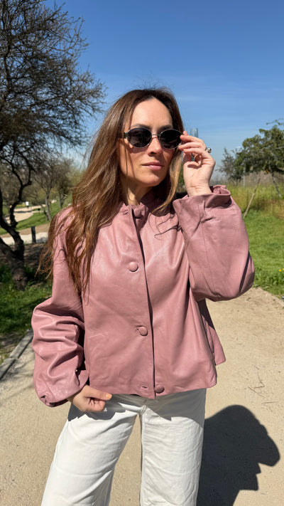 Pre-compra Chaqueta Cuero Kara Rosa