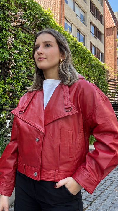 Chaqueta Cuero Verona Rojo
