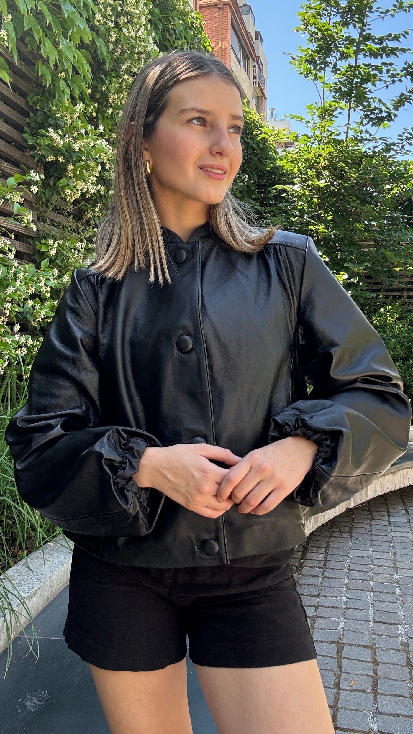 Chaqueta Cuero Kara Negro