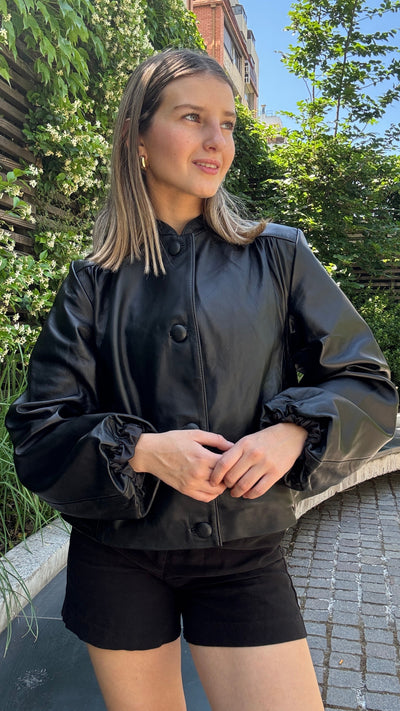 Chaqueta Cuero Kara Negro