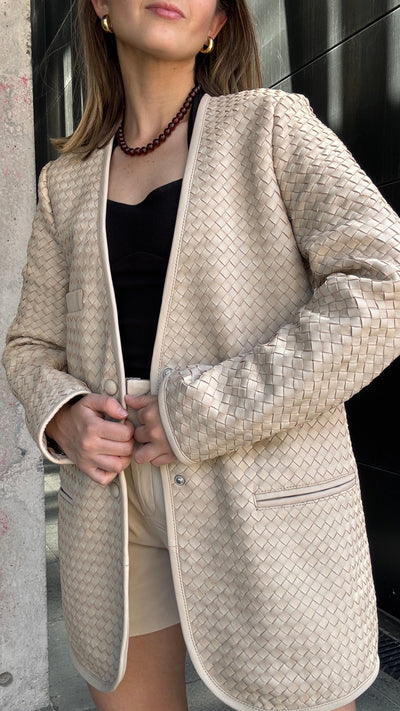 Blazer Cuero Catalina Hueso