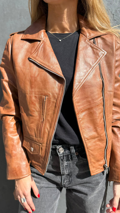 Chaqueta Cuero Oporto Camel