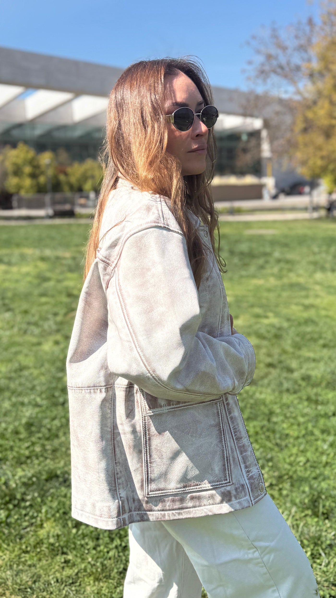 Pre-compra Chaqueta Cuero Dicomo White/Brown wax