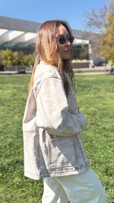 Pre-compra Chaqueta Cuero Dicomo White/Brown wax