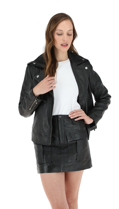 Chaqueta Cuero Amberes Negro