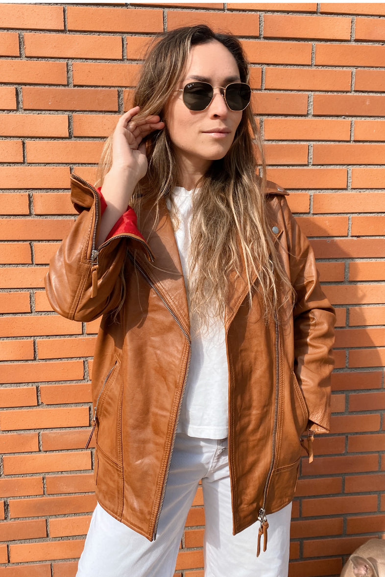 Chaqueta Cuero Biarritz Camel